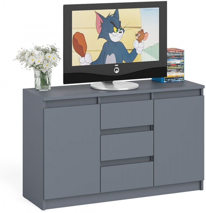 Мори Комод МК1200.3, цвет графит, ШхГхВ 120,4х41х73 см.