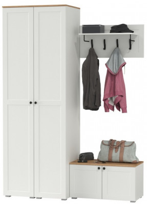 Остин Прихожая 37, белый шагрень/дуб крафт золотой