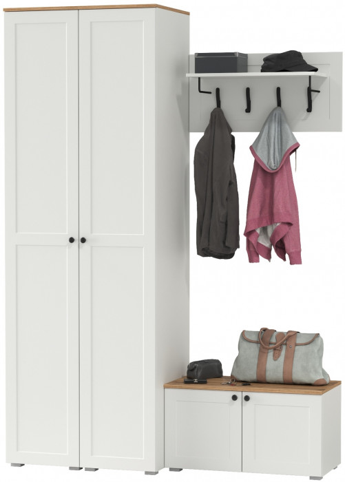 Остин Прихожая 37, белый шагрень/дуб крафт золотой