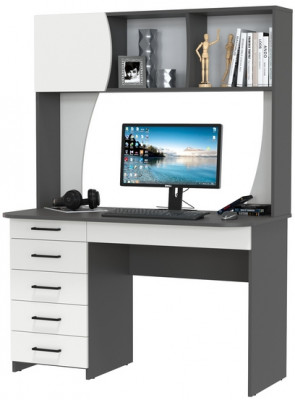 Стол рабочий 6-0606граф/бел Сигма, графит/белый