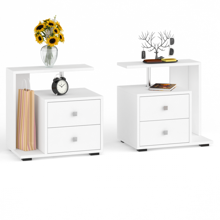Камелия Тумба прикроватная - комплект из 2 шт.(левая + правая), белый