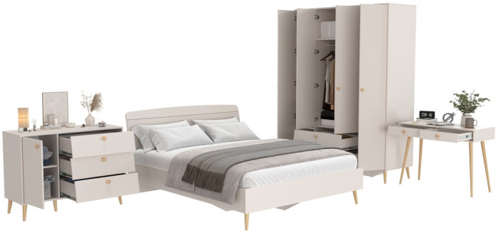 Афина Спальня 13-1600, цвет кашемир серый, сп.м. 1600х2000 мм., б/м, основание есть - фанера