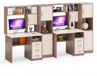 С-МД-СК9 Компоновка № 06, цвет ясень шимо светлый/ясень шимо тёмный, ШхГхВ 290х70х160 см., НЕ универсальная сборка