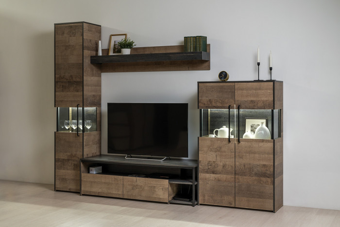 Трувор 15.60 Полка, цвет дуб гранж песочный/интра, ШхГхВ 150х27,2х24,2 см.