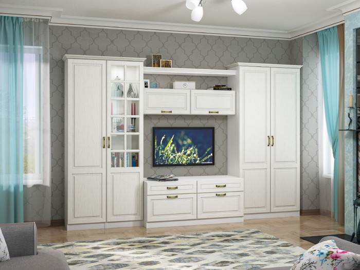 Ливерпуль Шкаф-витрина, цвет ясень ваниль/белый, ШхГхВ 50х41,4х220,3 см., идёт подсветка - спот врезной, универс. сб., подходит карниз 500 #1650022