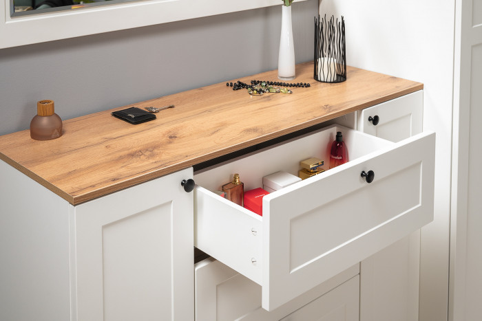 Остин Прихожая 38, белый шагрень/дуб крафт золотой