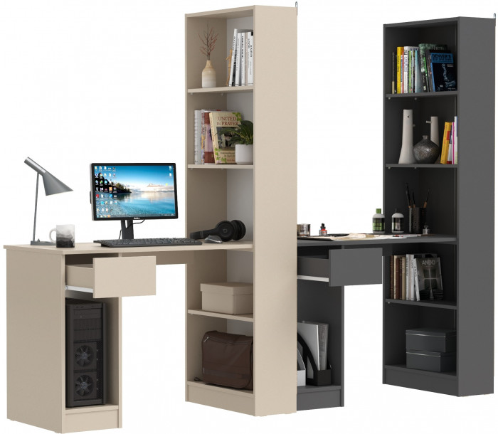 Два Стола письменных Лайт 10.01, сатин/тёмно-серый