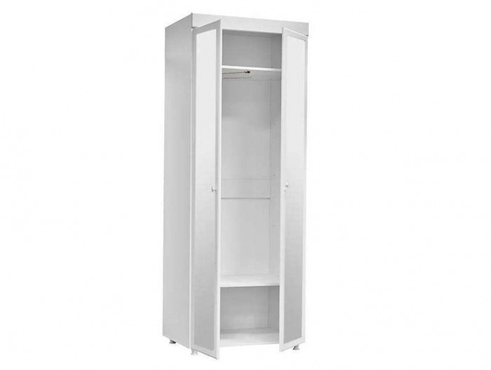 Шкаф 2-х дверный с зеркалами (гл.410) Монако МН-43 белое дерево