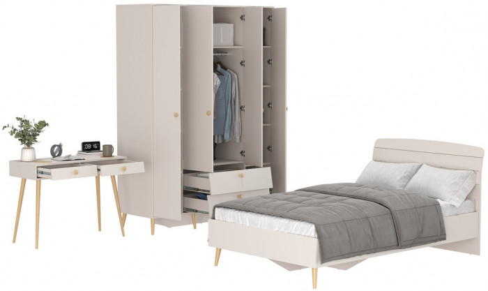 Афина Спальня 14-1200, цвет кашемир серый, сп.м. 1200х2000 мм., б/м, основание есть - фанера