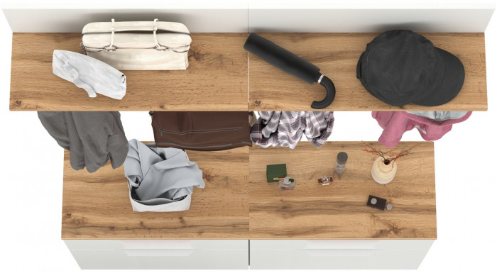 Октава Прихожая 03, белый шагрень/дуб крафт золотой/фасады МДФ белый шагрень