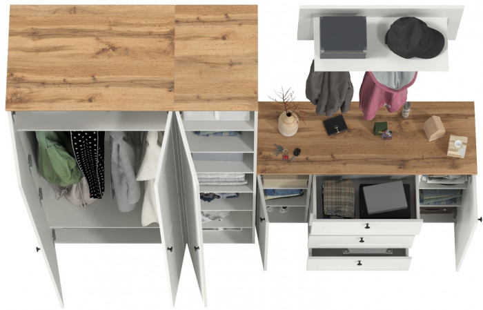 Остин Прихожая 39, белый шагрень/дуб крафт золотой