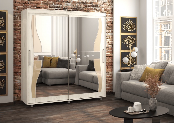 Шкаф-купе Комфорт 12 Прайм с фигурными зеркалами 2000 (2000 мм, Дуб Сонома)