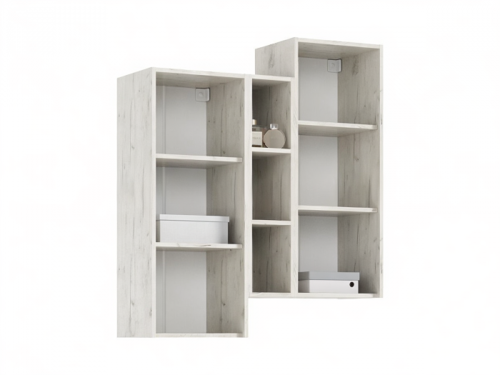 Оскар Шкаф подвесной комбинированный (Графит Софт NEW, Дуб Крафт Белый)