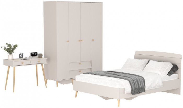 Афина Спальня 14-1400, цвет кашемир серый, сп.м. 1400х2000 мм., б/м, основание есть - фанера