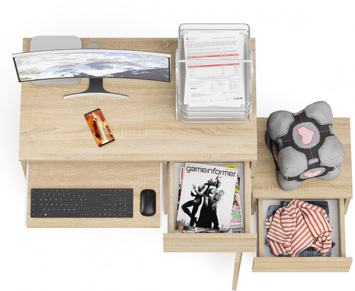 Мори компьютерный стол МС-1 правый + Тумба ТМП400.1, дуб сонома