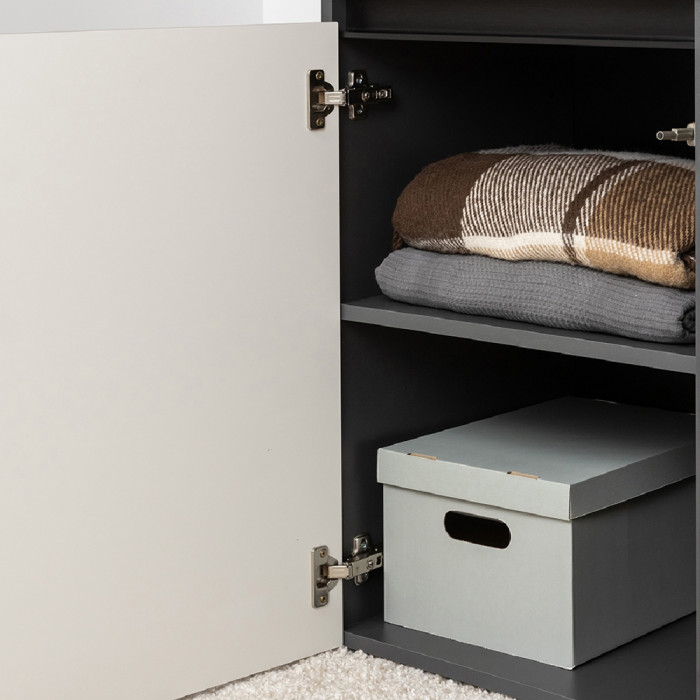 Сидней 13.201 Шкаф-витрина 2 штуки, цвет корпус: антрацит/фасады: МДФ веллюто капучино/прозр. стекло с серой тонир., ШхГхВ 100х41,3х205,2 см., ун. сб.