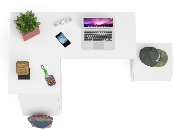 Мори Стол компьютерный МС-16 левый + Тумба ТМП400.1, цвет белый, ШхГхВ 164,8х84,9х76,6 см., выдвижные ящики слева, НЕ универсальная сборка