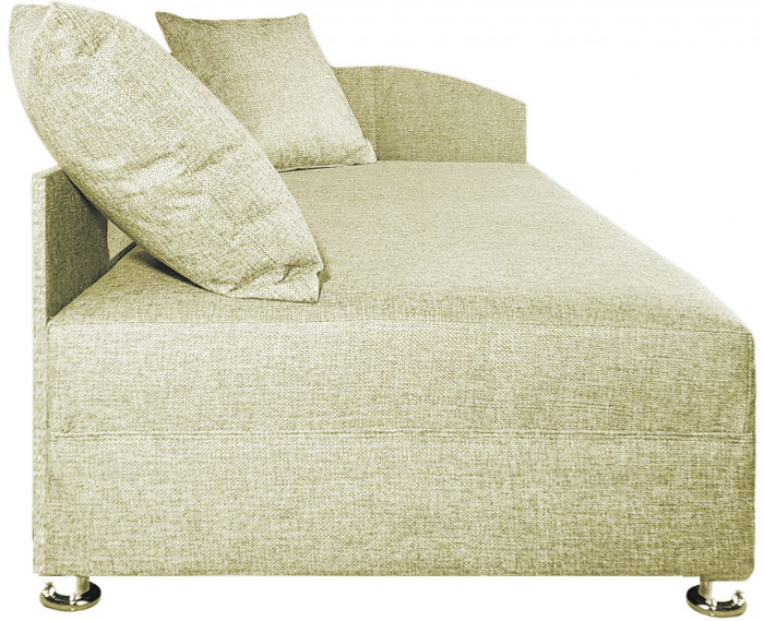 Кровать тахта односпальная 80х185, правый угол, рогожка, бежевый