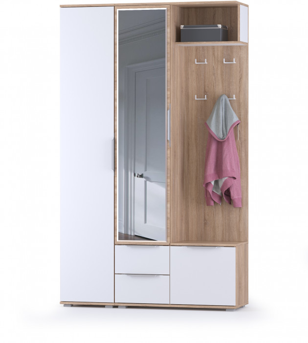 Куба Прихожая 14, дуб сонома/белый премиум