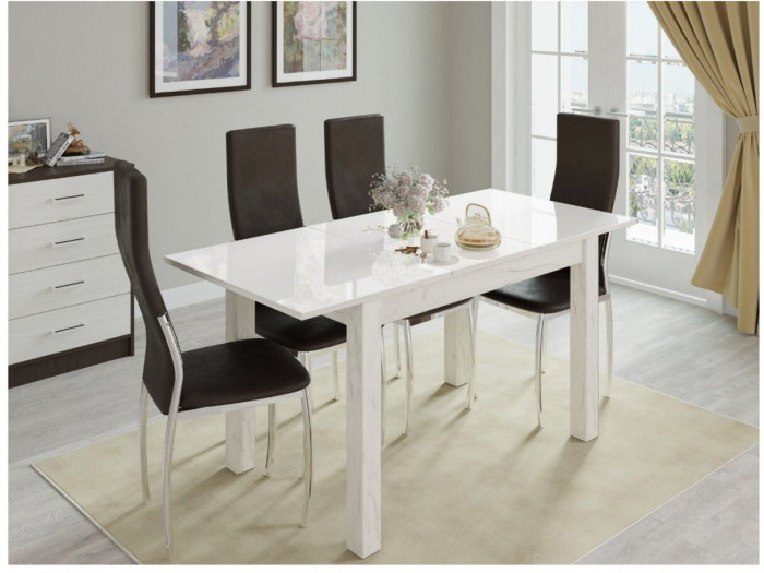 Стол обеденный Бруно 1200х800 дуб крафт белый/лакобель белый