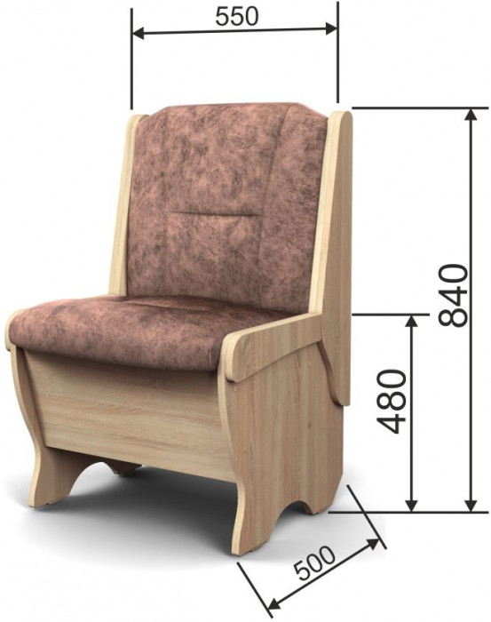 Скамья Лотос 550 дуб сонома/коньяк