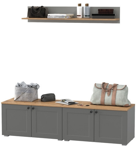 Остин Прихожая 64, цвет серый графит/дуб крафт золотой, ШхГхВ 160х41,9х160 см.