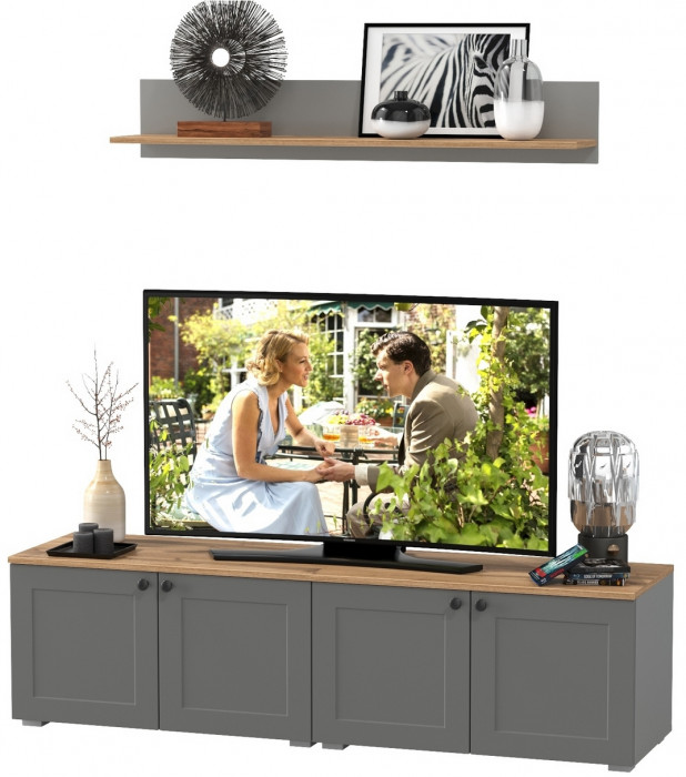 Остин Прихожая 64, цвет серый графит/дуб крафт золотой, ШхГхВ 160х41,9х160 см.