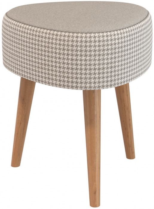 Банкетка 6-5134ТКбеж Ева, цвет ткань бежевая с рисунком, ШхГхВ 38х38х45 см.(банкетка на трёх ножках), цвет ножек: тик