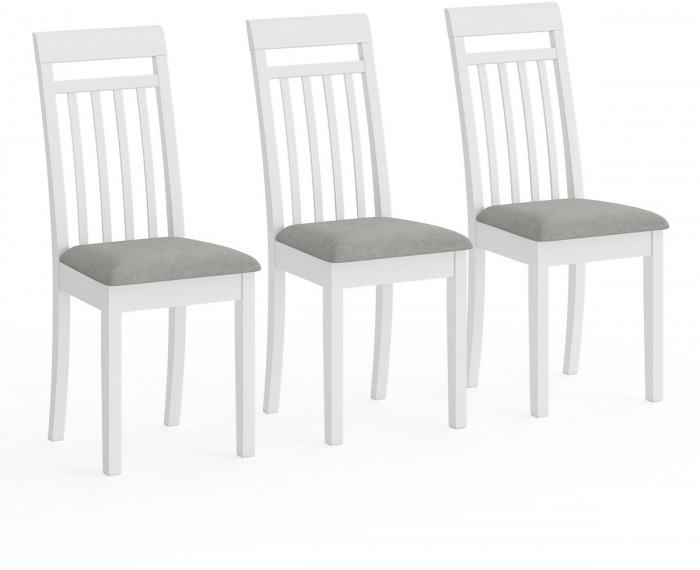 Три стула Мебель--24 Гольф-11 разборных, цвет белый, обивка ткань велюр серый 63, ШхГхВ 40х40х100 см., от пола до верха сиденья 47 см.