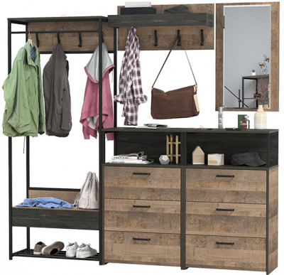 Трувор Прихожая 226, цвет дуб гранж песочный/интра, ШхГхВ 212х37х194,2 см., универсальная сборка