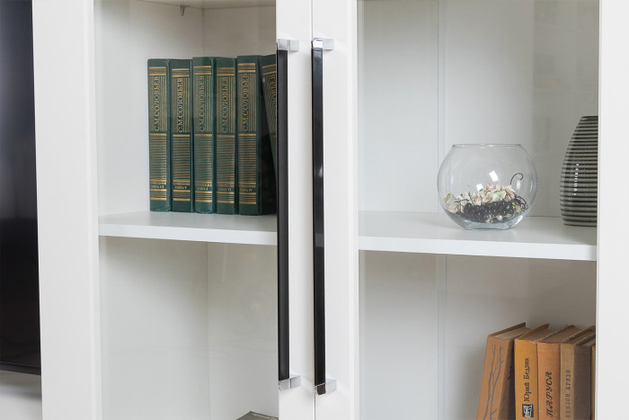 Валенсия Гостиная № 095, цвет ЛДСП белый шагрень/МДФ белый шагрень, ШхГхВ 217,3х38,4х225,2 см., универсальная сборка