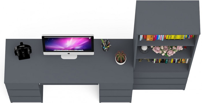 Мори компьютерный стол МС-2 + Стеллаж МСТ600.3, графит