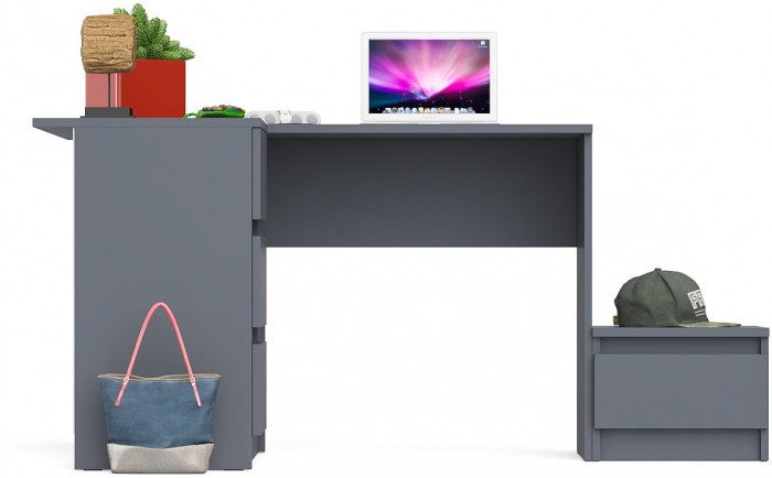 Мори Стол компьютерный МС-16 левый + Тумба ТМП400.1, цвет графит, ШхГхВ 164,8х84,9х76,6 см., выдвижные ящики слева, НЕ универсальная сборка