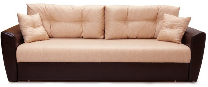 Диван-кровать Амстердам, 160х195, раскладной, еврокнижка, пружинный блок, рогожка/экокожа, бежевый