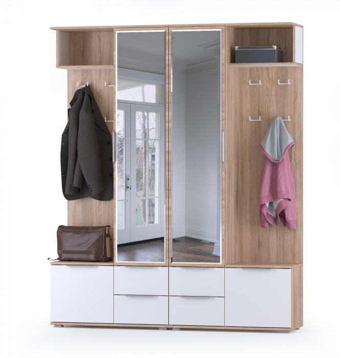 Куба Прихожая 17, дуб сонома/белый премиум