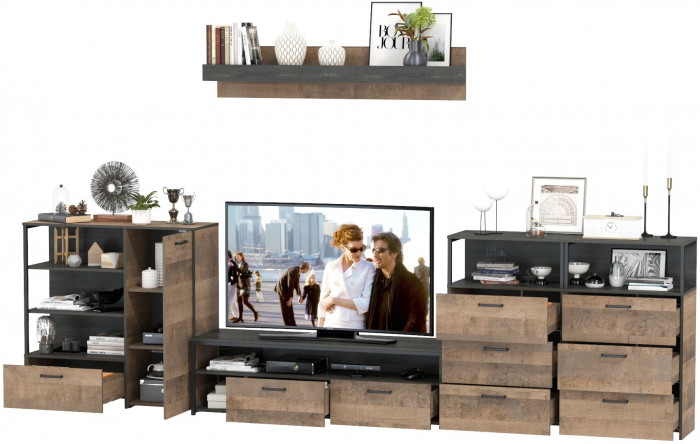 Трувор Гостиная 105, дуб гранж песочный/интра