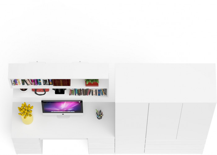 Мори компьютерный стол МС-2 + Шкаф МШ1200.1 + Полка 1200, белый