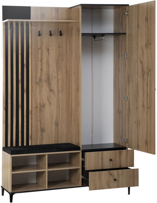 Шкаф для прихожей Либерти 51.22 (опора h150) Дуб вотан/Черный