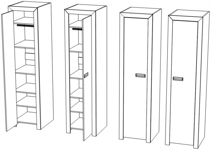Шкаф-пенал со штангой "Эстель" - Сосна шале/Бетон спаркс