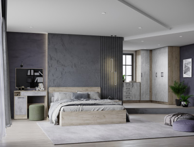 Спальня Вегас, композиция 5, Дуб крафт серый/Цемент