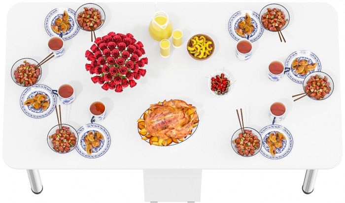 Стол-книжка обеденный МД-СО-04, белый шагрень/ножки хром