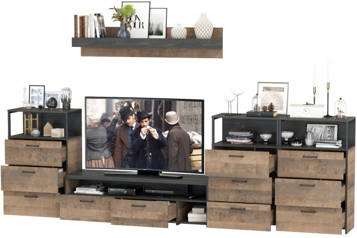 Трувор Гостиная 107, дуб гранж песочный/интра