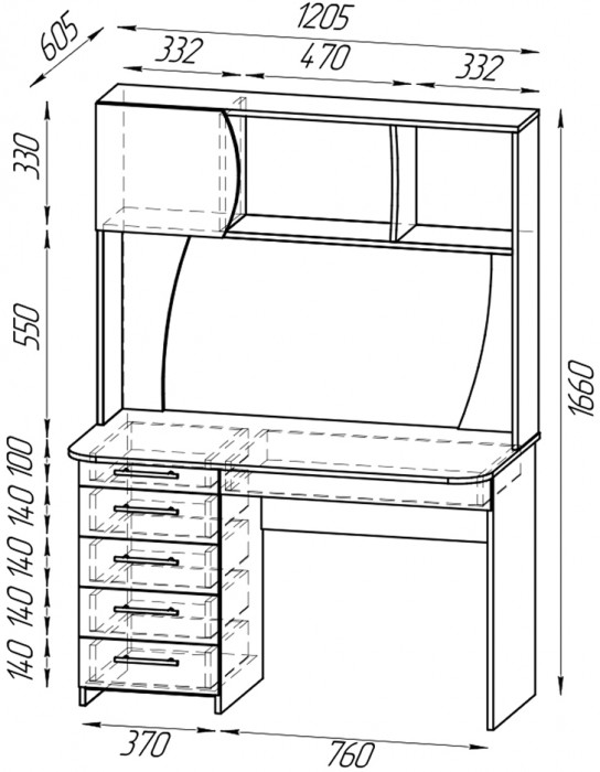 Два стола рабочих 6-0606бод.тем/св Сигма, цвет бодега тёмный/бодега светлый, ШхГхВ 241х60,5х166 см., НЕ универсальная сборка