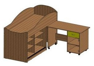 Детская кровать-чердак Дюймовочка-3 без лестницы, Дуб молочный / оранж