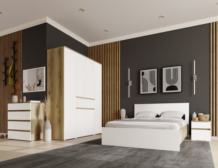 Модульная спальня Плейона, набор 2, Дуб делано/Белый