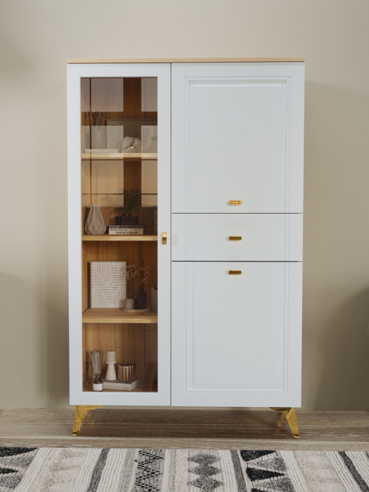 Шкаф низкий (1 стеклодверь) Вега Сапфир