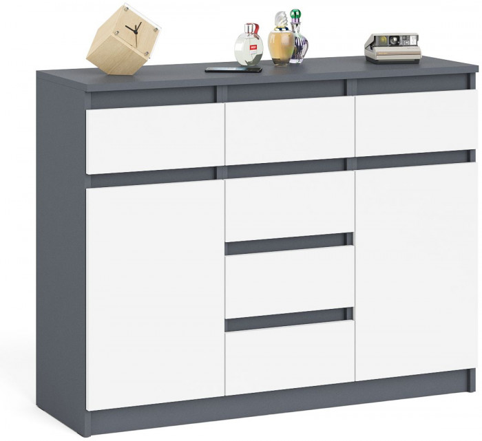 Мори Комод МК1200.4, цвет графит/белый, ШхГхВ 120,4х41х94 см.