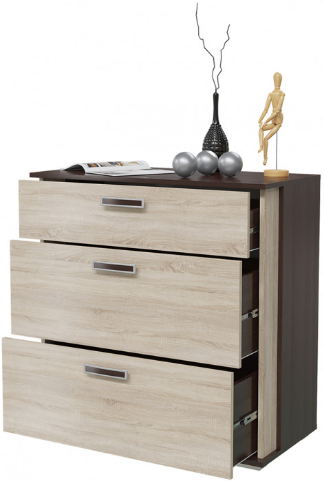 Комод с 3-мя ящиками 4-4425вндубсон Даллас, венге/дуб сонома