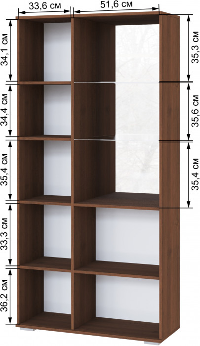 Ливорно Шкаф с полками и витриной ЛШ-6 орех донской