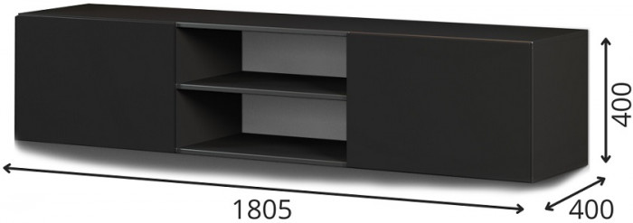 Тумба под ТВ 2Д Альда, Черный/Дуб Велингтон